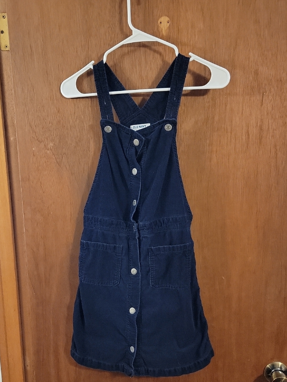 Old Navy Dark Navy Corduroy Button-Front Overall Dress